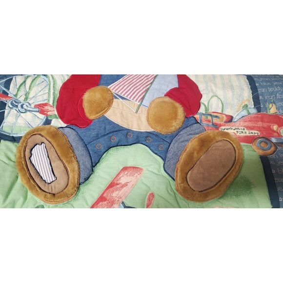 VTG Baby Quilt by BJT Blue Jean Teddy Bear 3D Plush Teddy Boat/Bike/Plane/Car - Picture 5 of 13